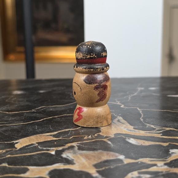 Vintage Figural Wood Man Single Salt Shaker w/ Bowler Hat Hand Painted Japan - Picture 3 of 10